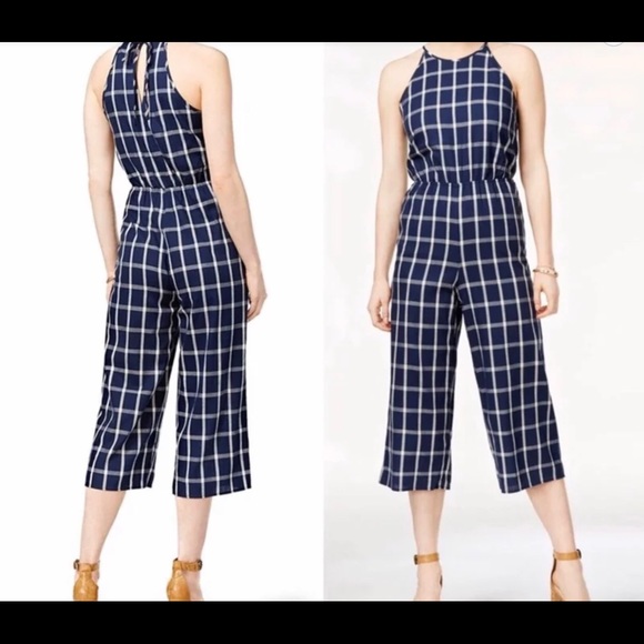 Maison Jules Plaid Cropped Jumpsuit. Sz XL NWT - Picture 1 of 6